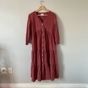 Offon flowy maxi cotton dress with long sleeves